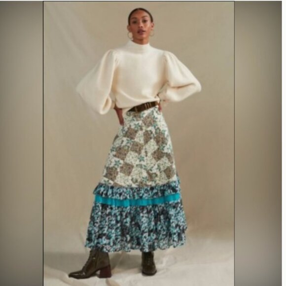 NWT Anthropologie (Raga) Floral Patchwork Maxi Skirt - Picture 2 of 6